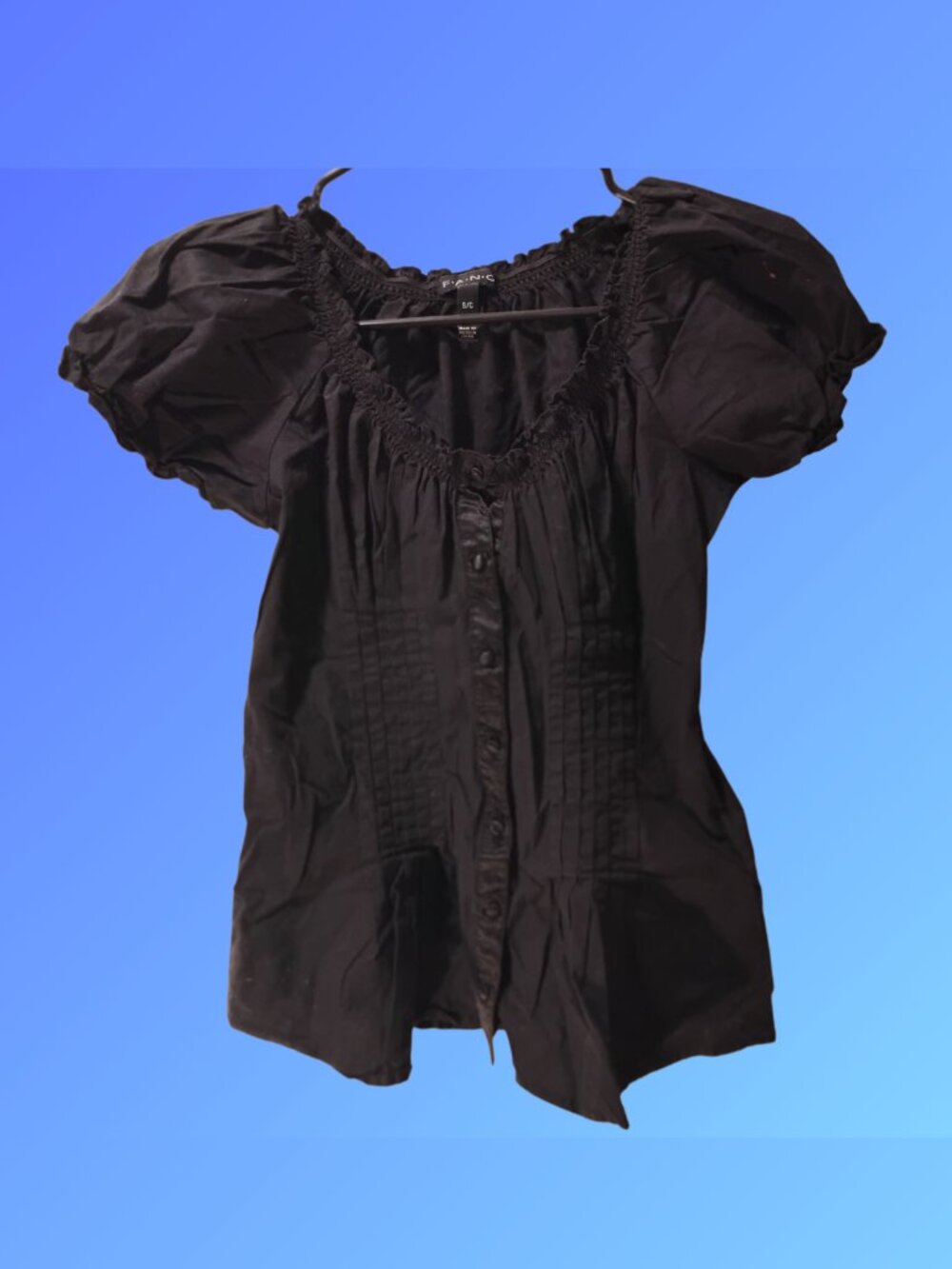 FANG Button Up Babygirl Blouse SIZE S/C BLACK Whimsigoth